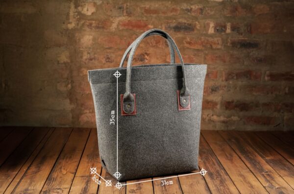 Riri Shopper Sak - Charcoal/Maroon - Image 3